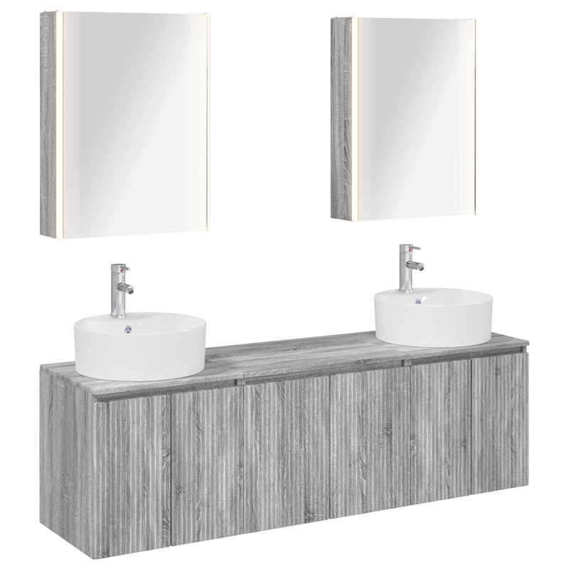 Vanity & Mirror Set, Grey Sonoma