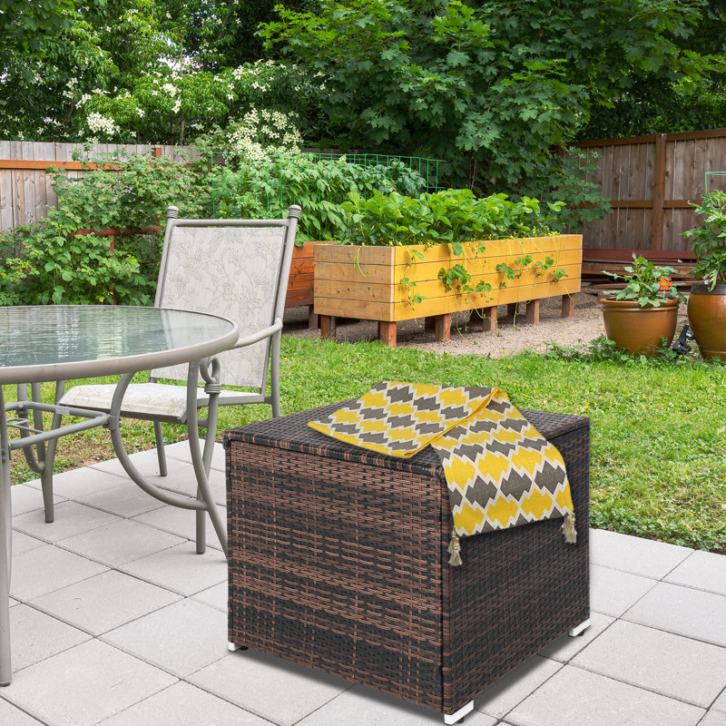 Winado 60 Gallons Gallon Water Resistant Wicker Deck Box in Brown