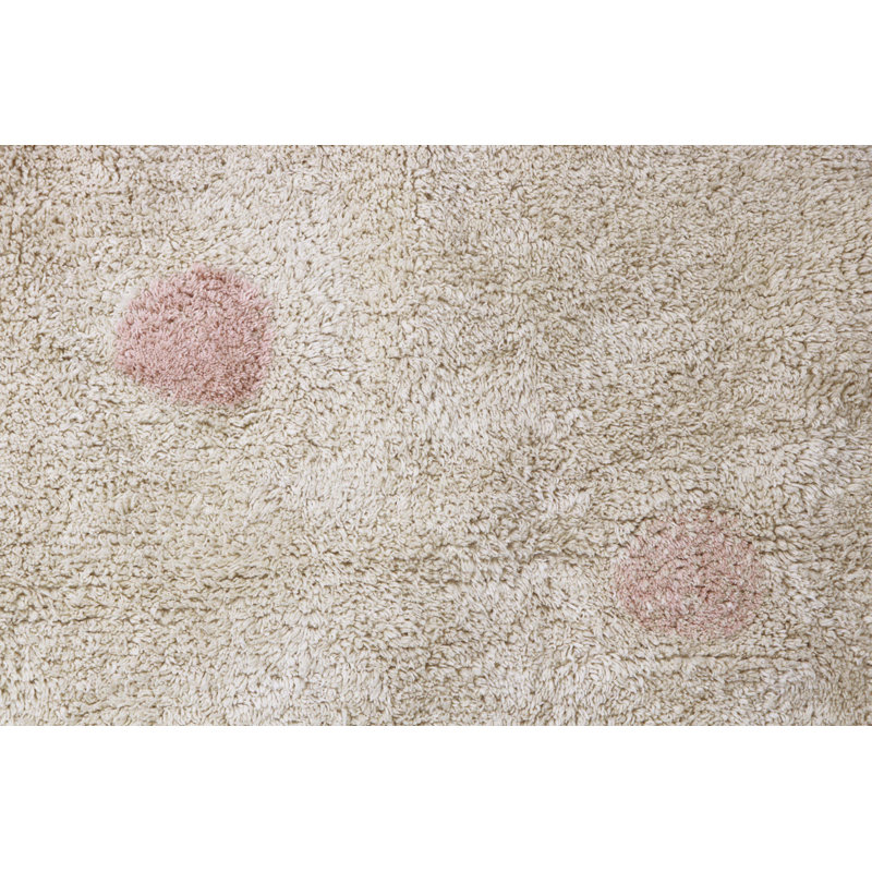 Hippy Cotton Polka Dots Area Rug in Pink/Beige