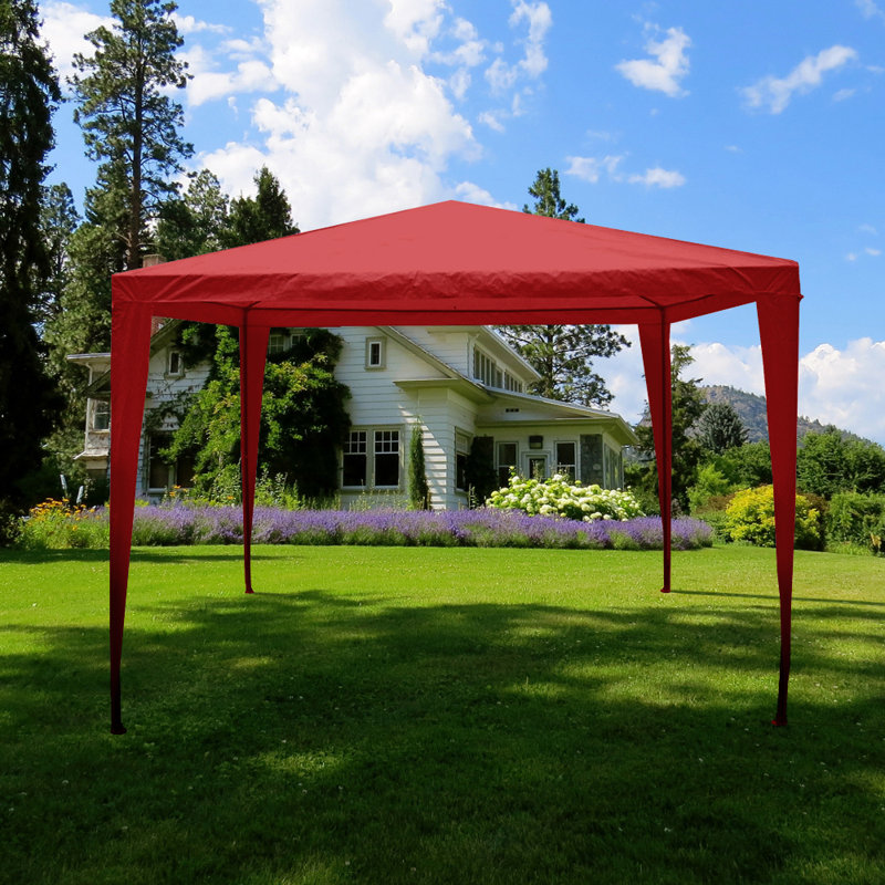 Kirklin 1.16m x 1.16m Metal Pop-Up Party Tent Gazebo, Black, Red