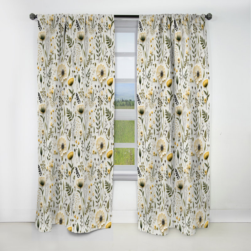 Motif bohème Botanical Neutrals IV - rideau boho - rideau occultant abstrait - 1 panneau, L 52 po x L 120 po