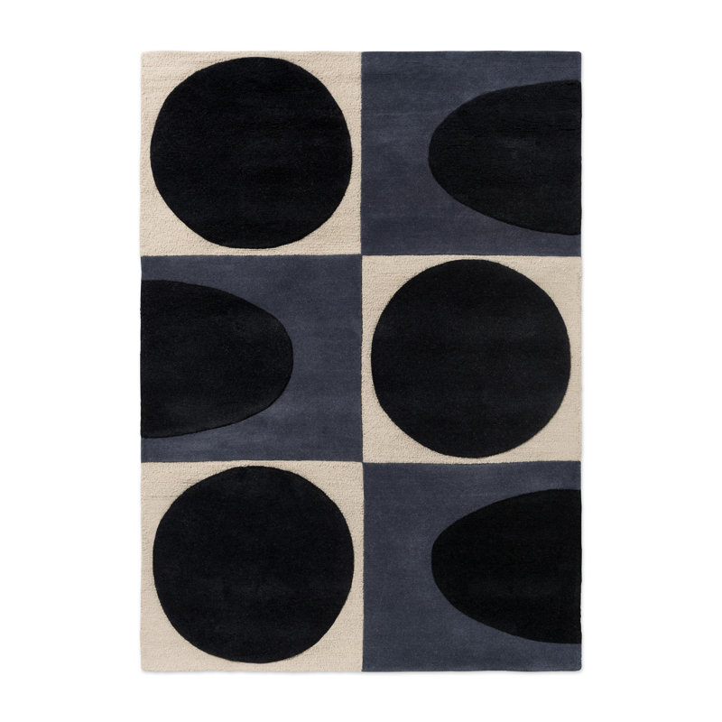 Hand Tufted Wool Geometric Area Rug, Rectangle 5'3" x 7'6"