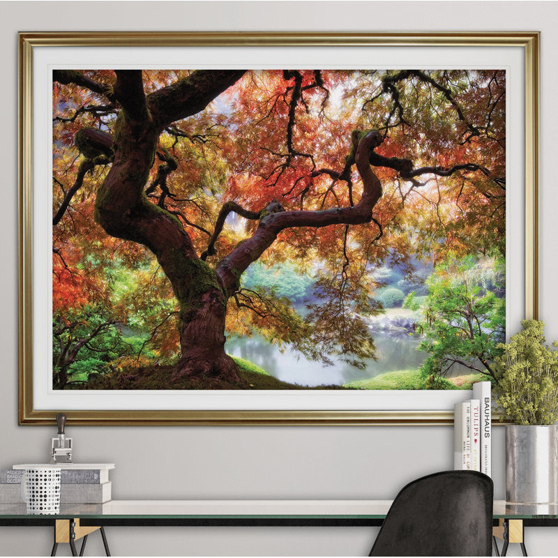 « dreaming of octobre », reproduction de peinture à l’acrylique encadrée, Or, H 24 po x l 32 po x P 1,5 po