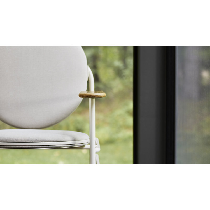 Frank Lloyd Wright Racine Lounge Chair, Linen Beige 100% Polyester, Warm White