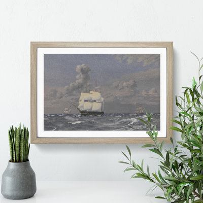 A Frigate Ship by Christoffer Wilhelm Eckersberg - Picture Frame Painting