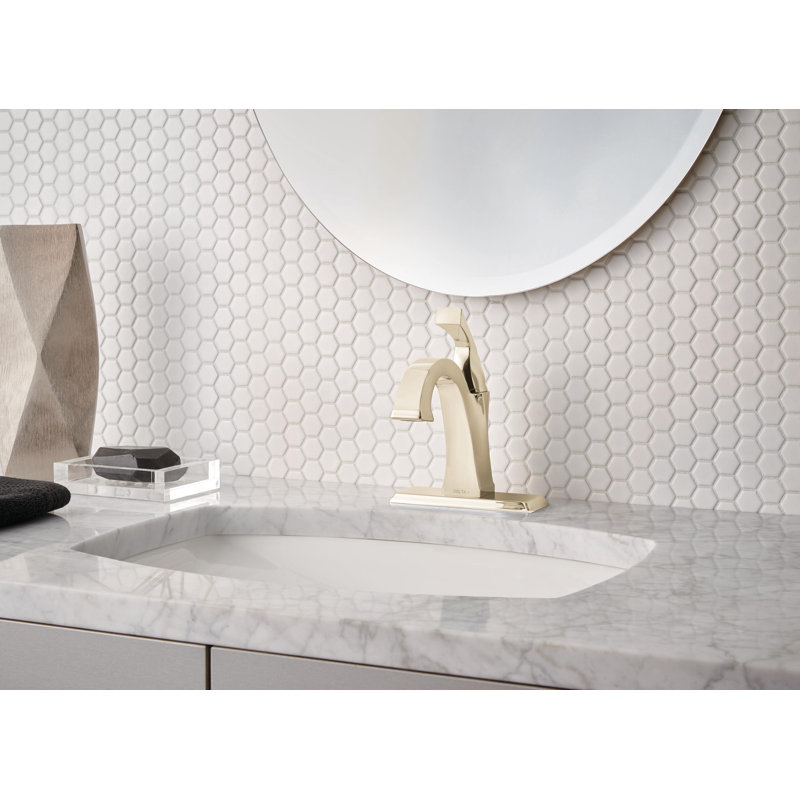 Dryden Single Hole Bathroom Faucet with Drain Assembly, Single Handle Bathroom Sink Faucet, Brilliance Polished Nickel