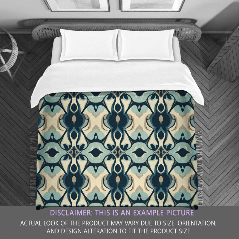 Funky Bedding, Navy/Green Geometric, King Comforter