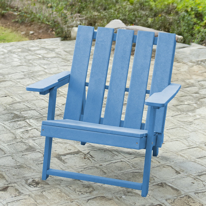 Amalfi Folding HDPE Outdoor Adirondack Chair, Pacific Blue