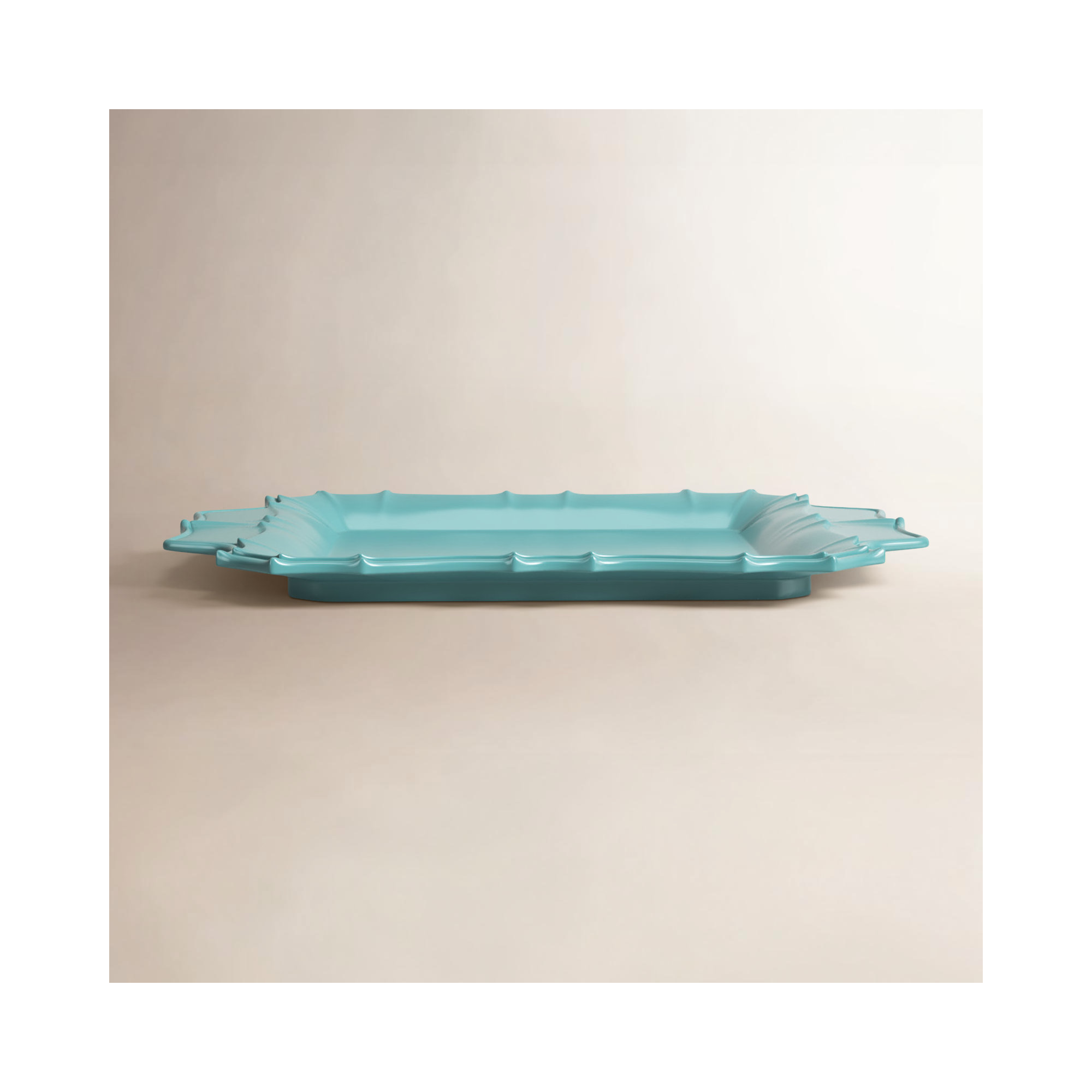 Chloe Square Platter with Handles, Turquoise
