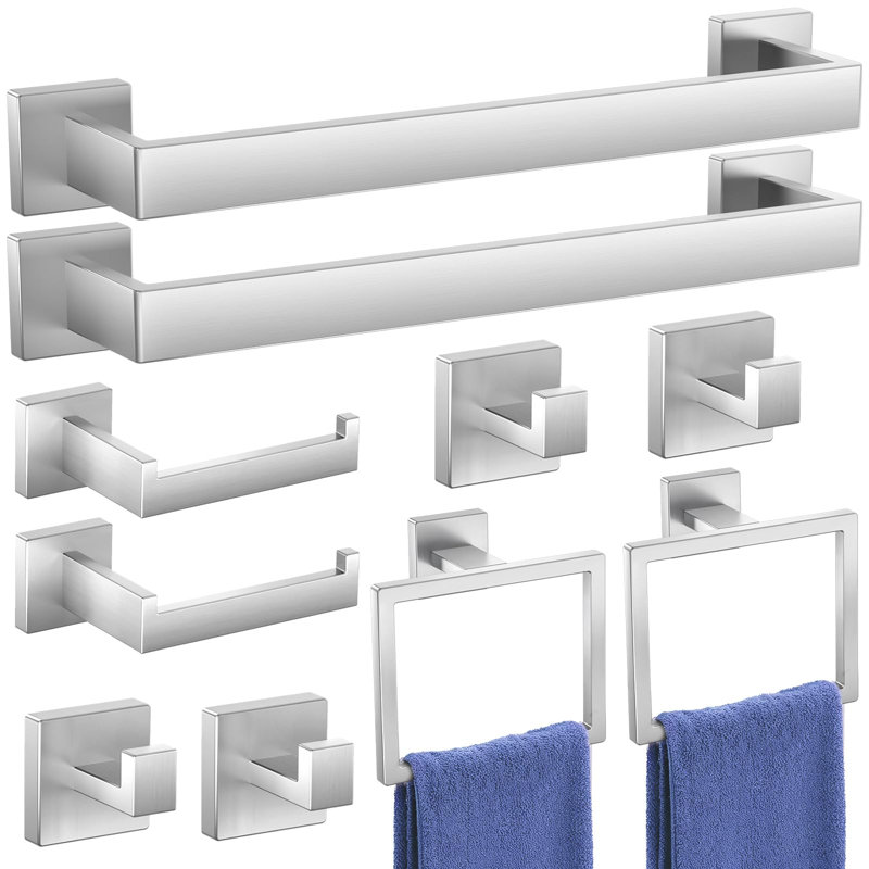 Porte-serviettes pour salle de bain, ensemble d'accessoires de salle de bain en acier inoxydable, Nickel brossé