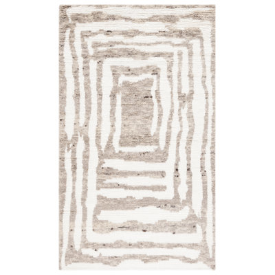 Sandia Ivory Light Brown Hand-Woven Abstract Rug