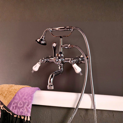 Wall Mount Telephone Faucet with Porcelain Handles