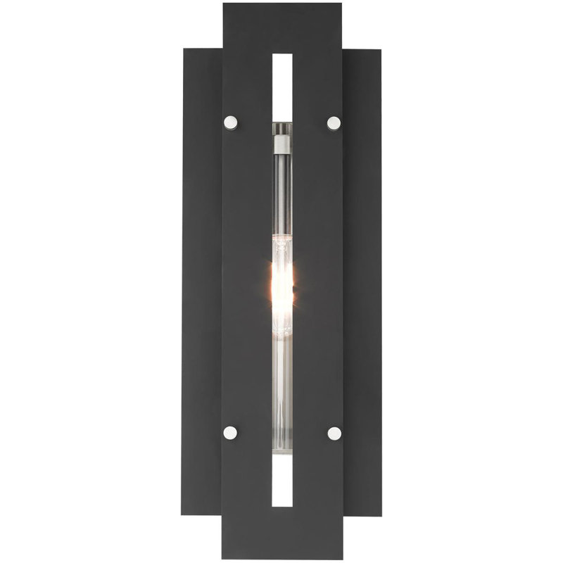 Plafonnier encastré d'extérieur Baynbridge, H 22 po x l 8 po x P 8 po, Noir / Nickel brossé