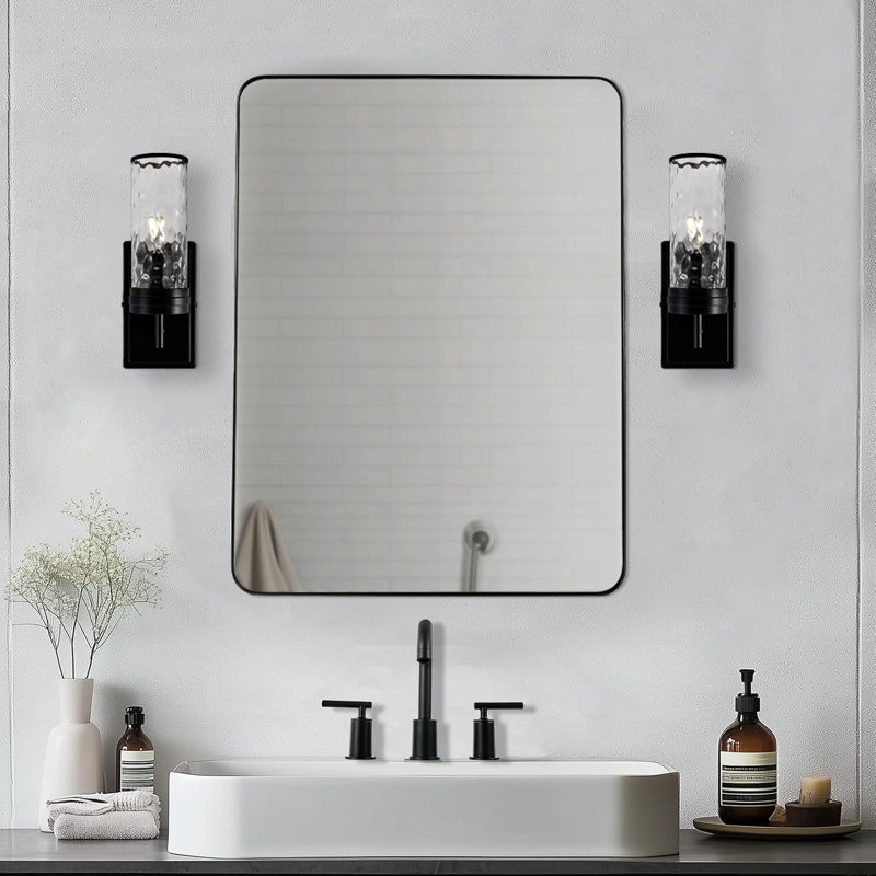 Luminaires de salle de bain 1 lumière Modern, applique murale simple avec abat-jour en verre martelé pour le couloir du salon de salle de bain