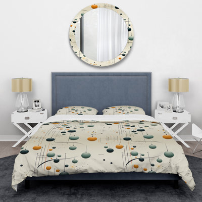 Blue Harmonious Sphere And Lines Balance Zen Geometric Shapes Duvet Cover