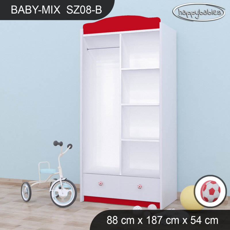 Baby 2 Door Wardrobe, Red