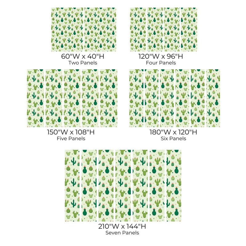 Murale pelez et collez de qualité supérieure - Motif de cactus, L 96 po x l 120 po