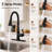 Pull‑Down High‑Arc Single‑Handle Kitchen Sink Faucet with 3‑Function Spray Head and 10‑Inch Deck Plate, Modern Kitchen Faucet,Black-59052245