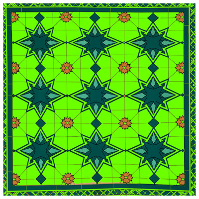 Green Star Tile Pattern Comforter