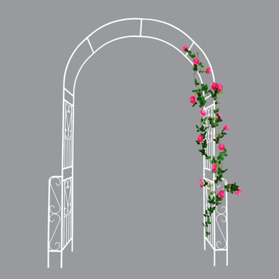 Metal Garden Arch W55'' X H94.5'' Garden Arbor Trellis Climbing Plants Support Rose Arch Outdoor Arch Cream