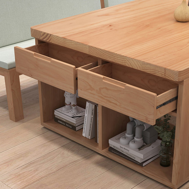 Bureau rectangulaire en bois massif avec 2 tiroirs Burlywood, H 29,53 po x l 62,99 po x P 27,56 po