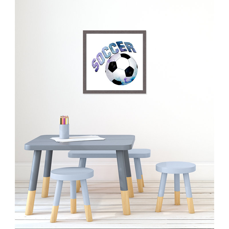 Fille de football 1, H 22,5 po x l 22,5 po x P 0,63 po, Encadrement fil du bois gris