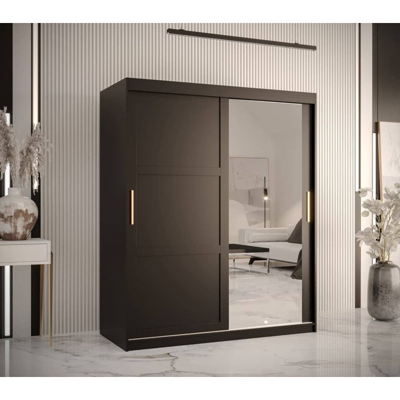 Artimizia 2 Door Manufactured Wood Wardrobe, 200cm H x 150cm W x 62cm D, Black