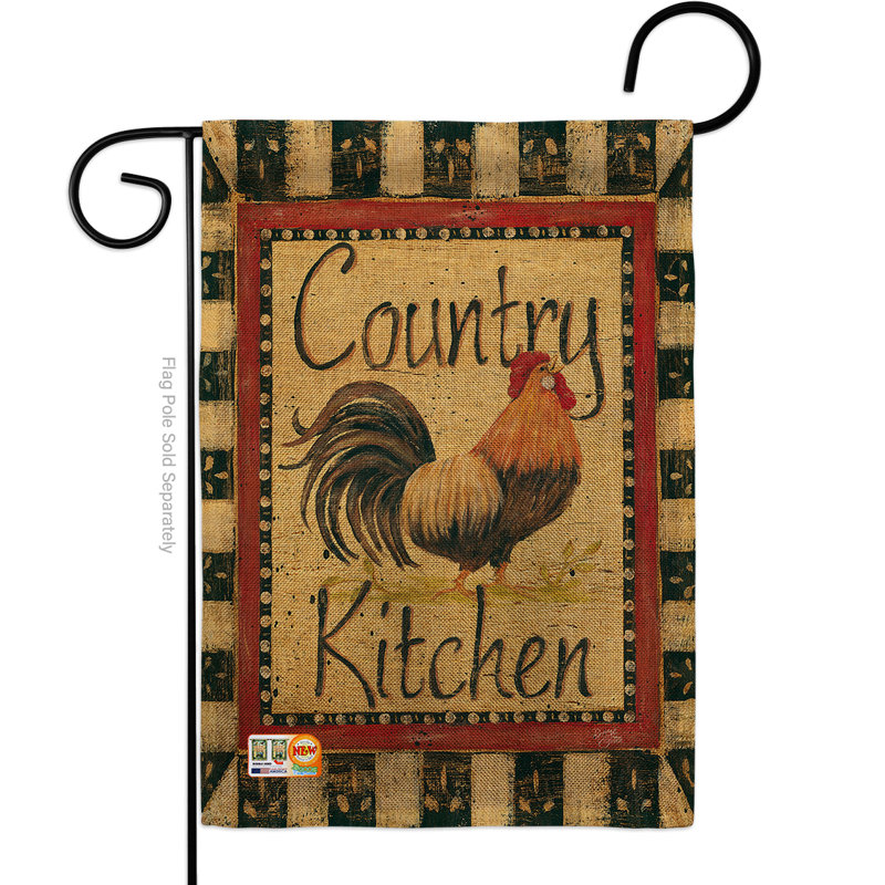« country cuisine farm animaux », impression sur 2 côtés, drapeau de jardin 1 pi 6,5 po x 1 pi 1 po en toile jute