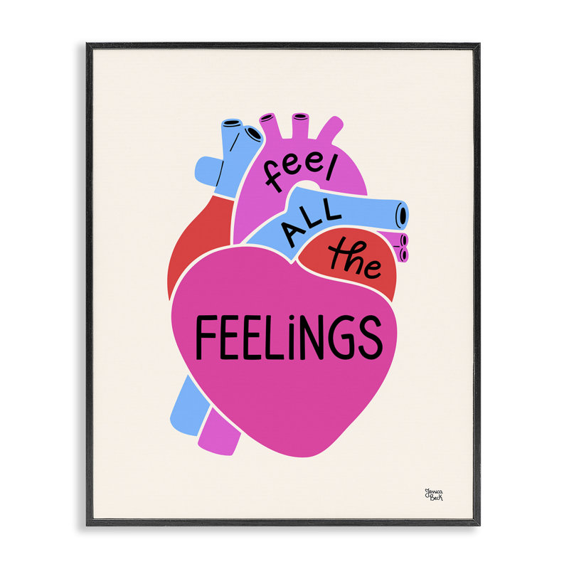 «Feel All The Feelings», estampe numérique encadrée noire par Jessica Beck, Giclée encadrée noir minuit, H 14 po x l 11 po