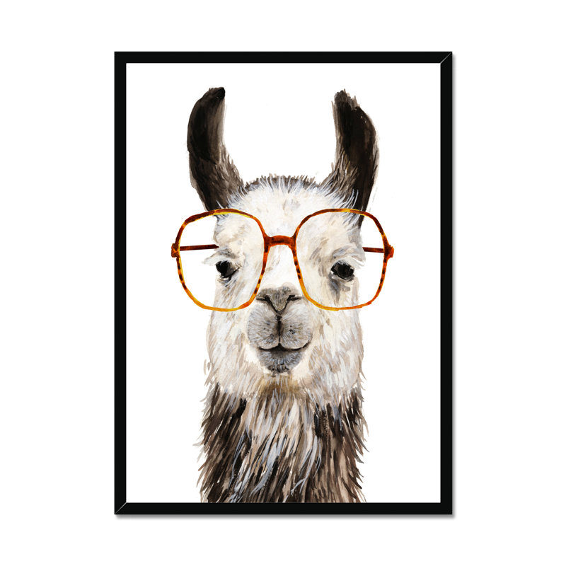 Hip Llama III by Victoria Borges - Painting, Black Framed Paper Print, 50cm H x 34cm W