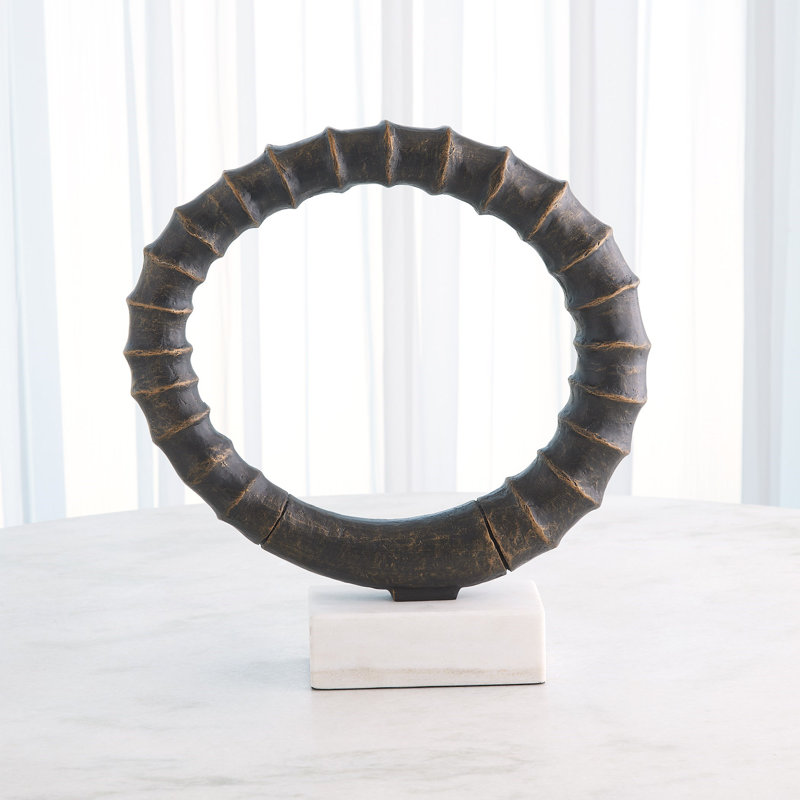 Infinity Horn Sculpture-Bronze, White/Brown/Black