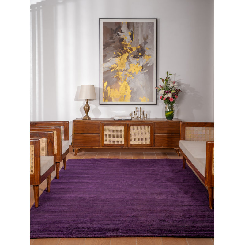 Bibica HAND KNOTTED LOOM SILK ECO-FRIENDLY AREA RUGS - Round | Purple Color | Solid Design | Area Rugs for living room, Bedroom