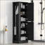 Grande armoire de rangement pour salle de bain, armoire de rangement autoportante avec crochet et tablette réglable, panneau de fibres à densité moyenne-497178837