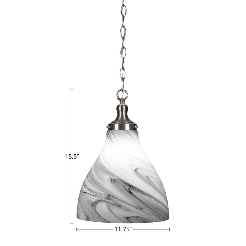 Juno Chain Hung Pendant, Nickel, 92" H x 11.75" W x 11.75" D