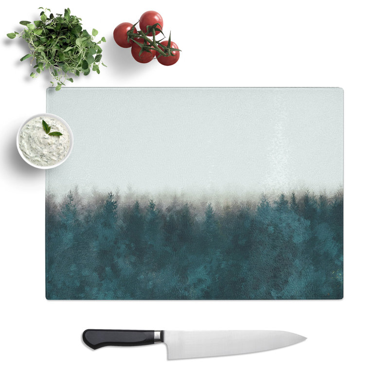 Tempered Glass Misty Forest in France Chopping Board, 28.5 cm x 39 cm