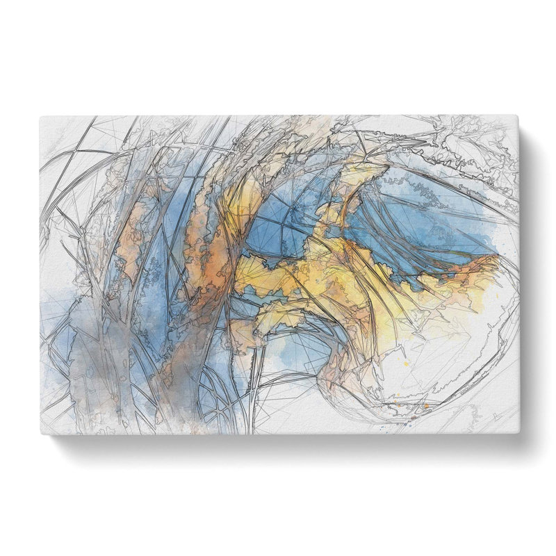 Yellow Jellyfish In Abstract - Wrapped Canvas Print, 50cm H x 76cm W x 3cm D