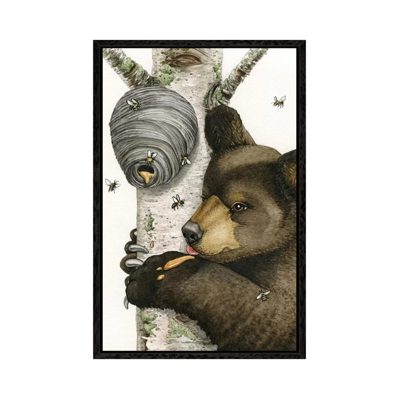 Honey Bear by Tracy Lizotte - Painting on Canvas, 66.04cm H x 45.72cm W x 3.81cm D, Black Framed
