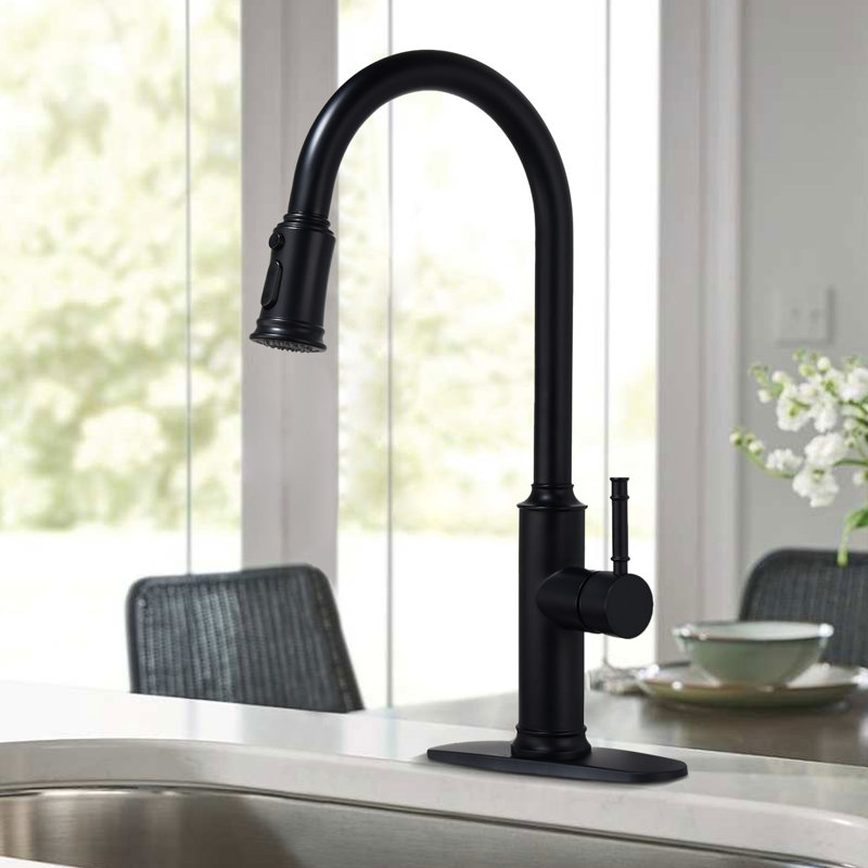 Interbath Pull Down Kitchen Faucet, Matte Black
