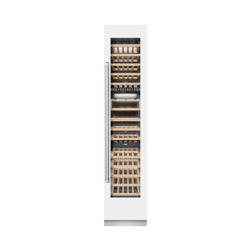 ZLINE 18 in. 9.0 cu. ft. DuraSnow Steel Triple Zone 68 Bottle Left Hinge Column Wine Cooler, Left Handed, White Matte