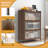 44'' Tall Metal 3 Flip Doors Cabinet,  With Ample Storage Space For Bedroom, Office, Living Room, Hallway, Entryway ( Walnut )-798620073