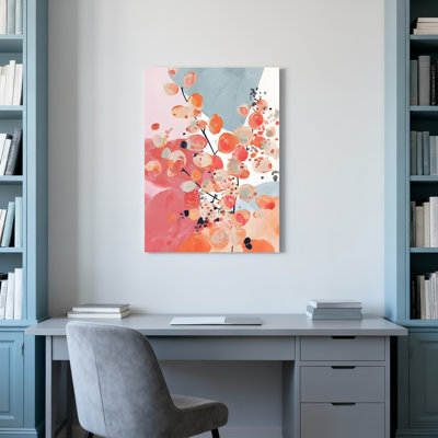 Abstract Floral Blossom Canvas Wrapped Wall Art Oil Painting Print Set Of 1