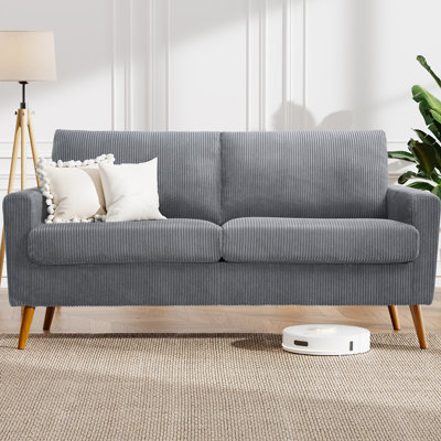 Loveseat Sofa Mid Century Modern Small Couches For Small Spaces, Upholstered Small Couch For Bedroom,Comfy Couch With Spring Cushion,Tool-Free Assembl