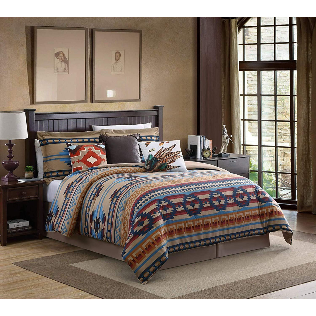 Wyoming 7-Piece Geometric Southwestern Tribal Comforter Set Chezmoi Collection 