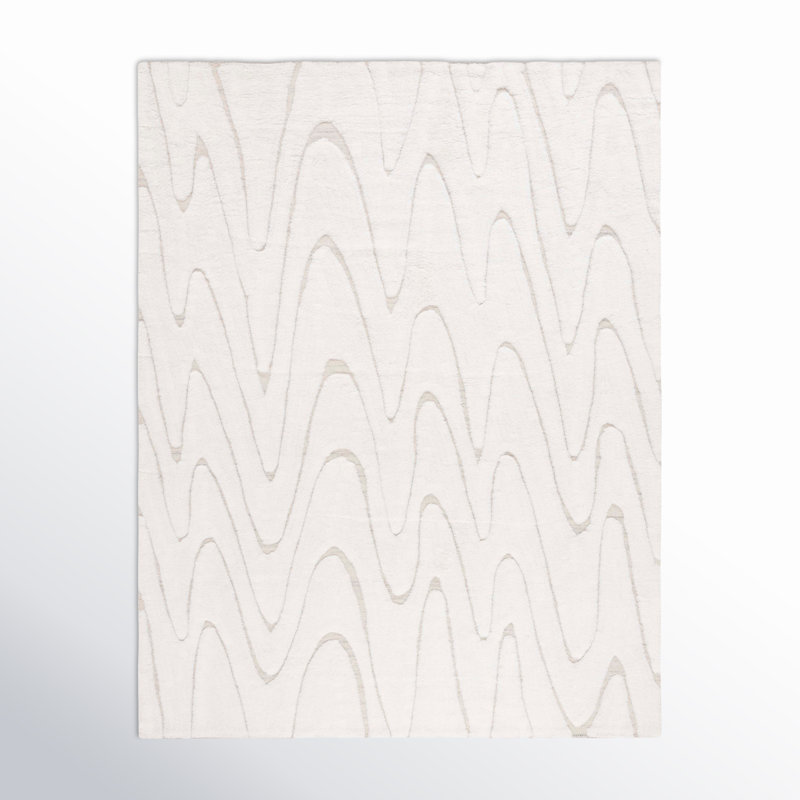 Martinique Solid Color Handmade Flatweave Wool/Cotton Area Rug in Ivory/Beige, Rectangle 8' x 10'