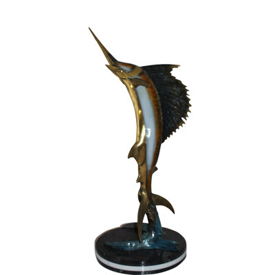 Une statue de voilier en bronze - Taille: L 18 po x l 18 po x H 43 po.