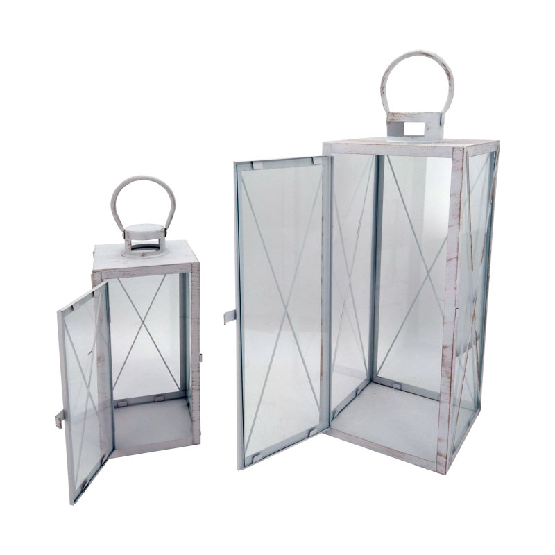 2 Piece Metal Floor Lantern Set