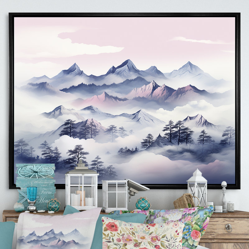 Snowy Mountain Peak II, Cadre flottant noir, H 16 po x l 32 po x P 1 po