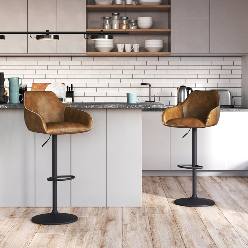 Adjustable Height Counter Stool, Brown