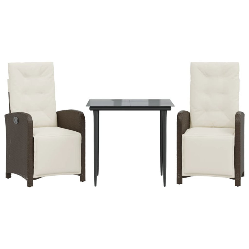 Ensemble bistro avec coussins Edwinn, H 29,1 po x l 31,5 po x P 31,5 po, Brun, 2