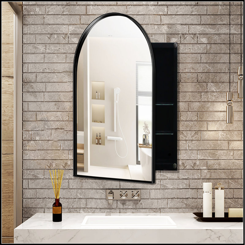 Pharmacie encastrée 24 po x 36 po avec structure en métal, tablettes réglables et miroir de haute qualité pour les salles de bain modernes